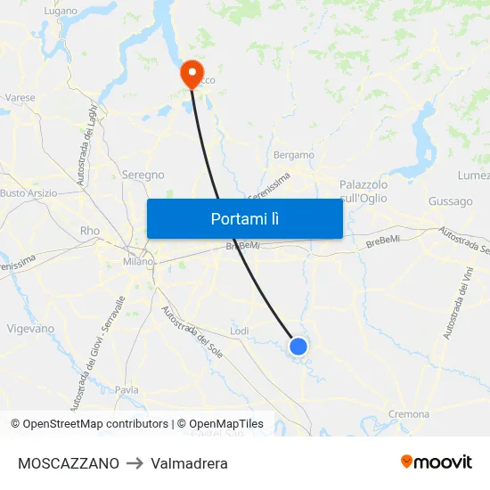 MOSCAZZANO to Valmadrera map