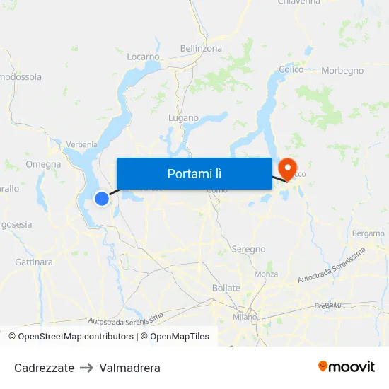 Cadrezzate to Valmadrera map