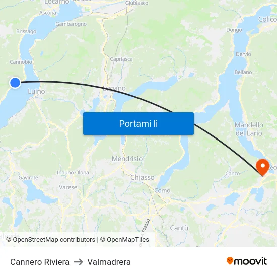 Cannero Riviera to Valmadrera map