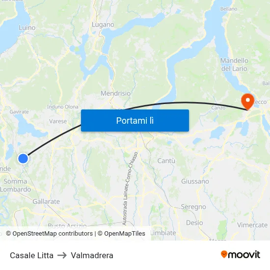 Casale Litta to Valmadrera map