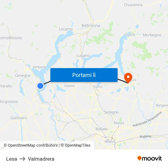 Lesa to Valmadrera map