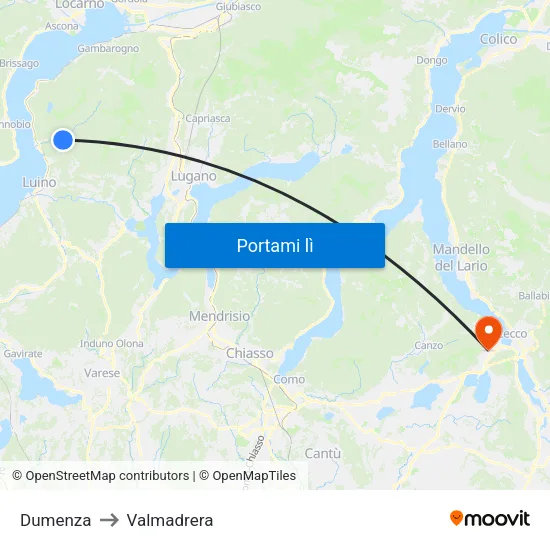 Dumenza to Valmadrera map