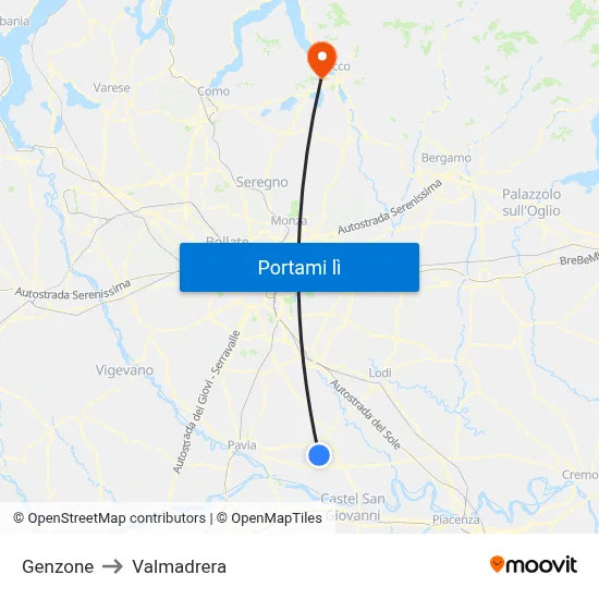 Genzone to Valmadrera map