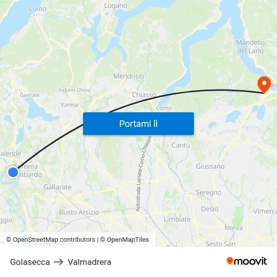 Golasecca to Valmadrera map