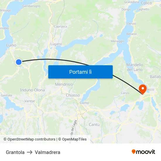 Grantola to Valmadrera map