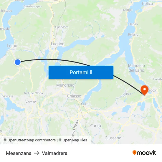 Mesenzana to Valmadrera map
