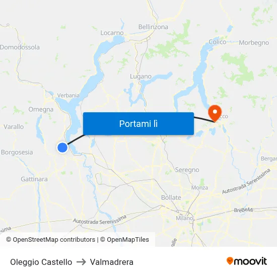 Oleggio Castello to Valmadrera map