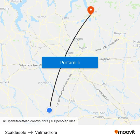 Scaldasole to Valmadrera map