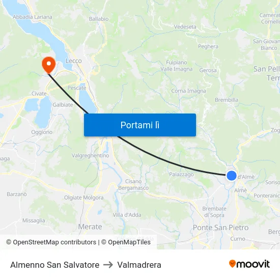 Almenno San Salvatore to Valmadrera map