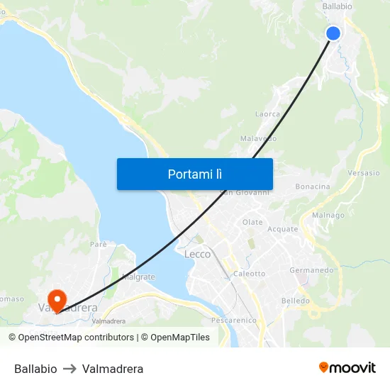 Ballabio to Valmadrera map