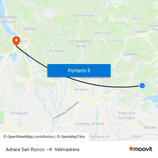 Adrara San Rocco to Valmadrera map