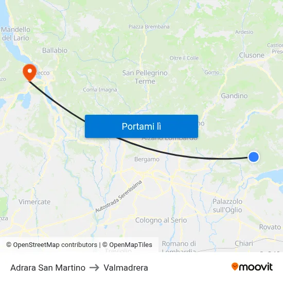 Adrara San Martino to Valmadrera map