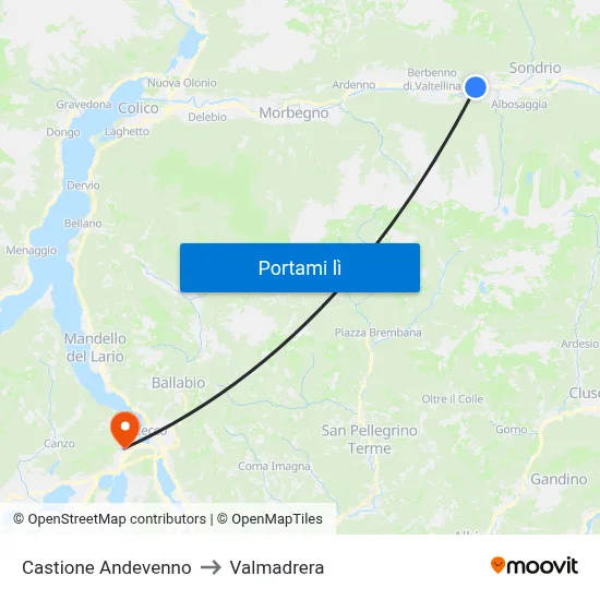 Castione Andevenno to Valmadrera map