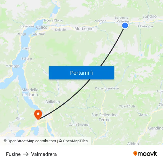 Fusine to Valmadrera map