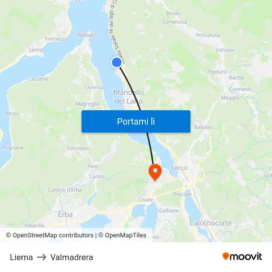 Lierna to Valmadrera map