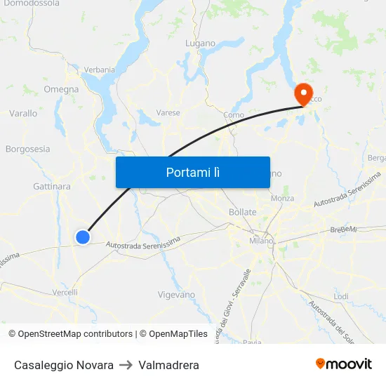 Casaleggio Novara to Valmadrera map