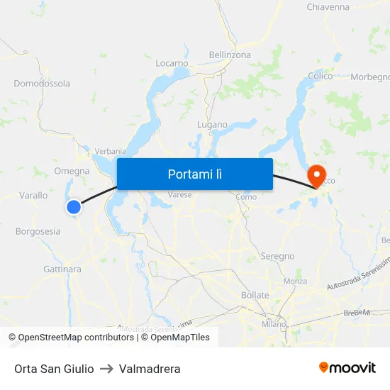 Orta San Giulio to Valmadrera map