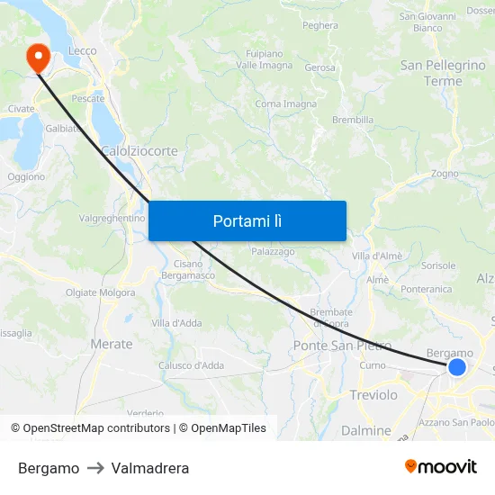 Bergamo to Valmadrera map