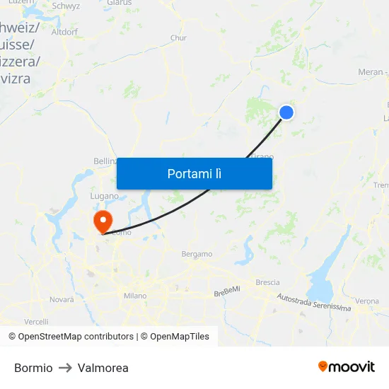 Bormio to Valmorea map