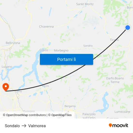 Sondalo to Valmorea map
