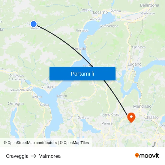 Craveggia to Valmorea map