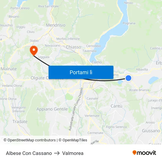 Albese Con Cassano to Valmorea map