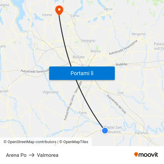 Arena Po to Valmorea map