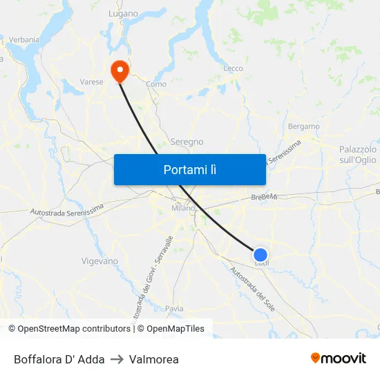 Boffalora D' Adda to Valmorea map