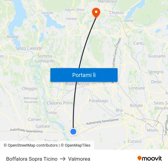 Boffalora Sopra Ticino to Valmorea map