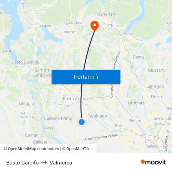 Busto Garolfo to Valmorea map