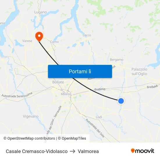 Casale Cremasco-Vidolasco to Valmorea map
