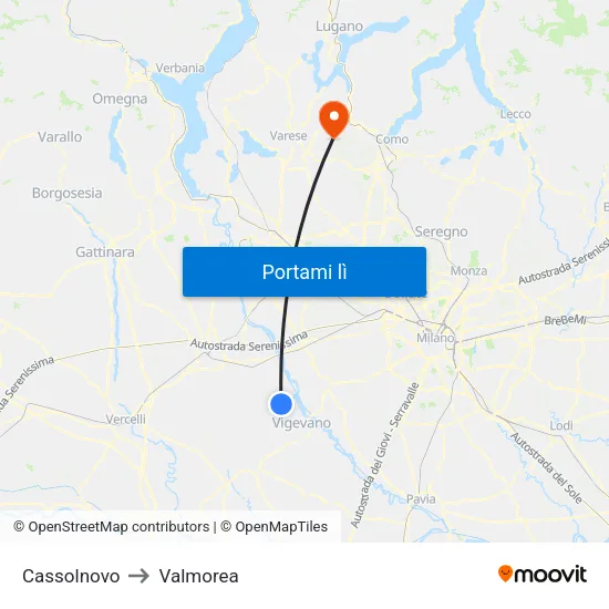 Cassolnovo to Valmorea map