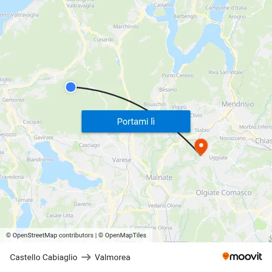 Castello Cabiaglio to Valmorea map
