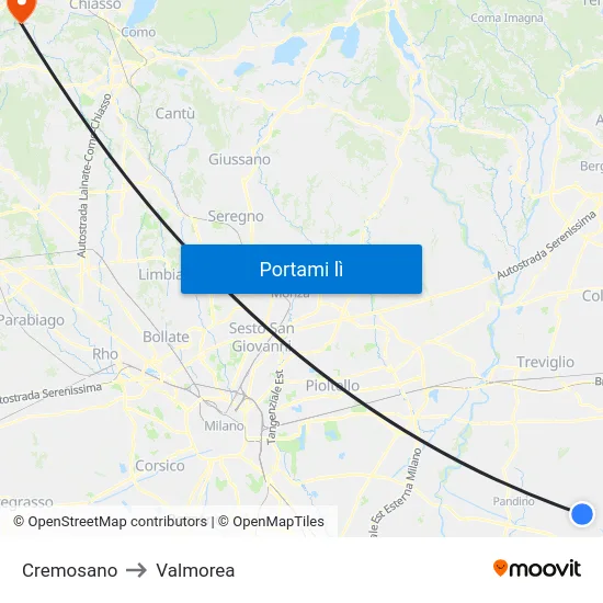 Cremosano to Valmorea map