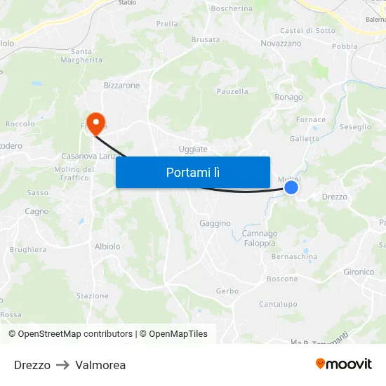 Drezzo to Valmorea map