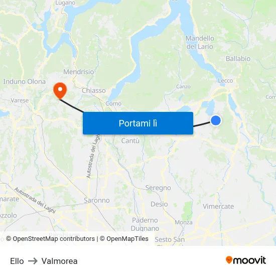 Ello to Valmorea map
