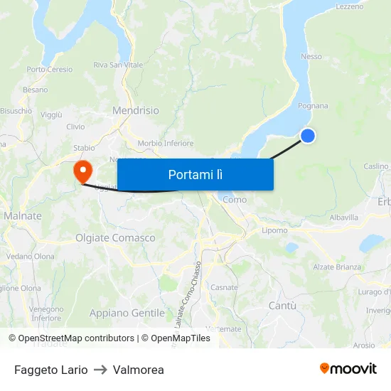 Faggeto Lario to Valmorea map