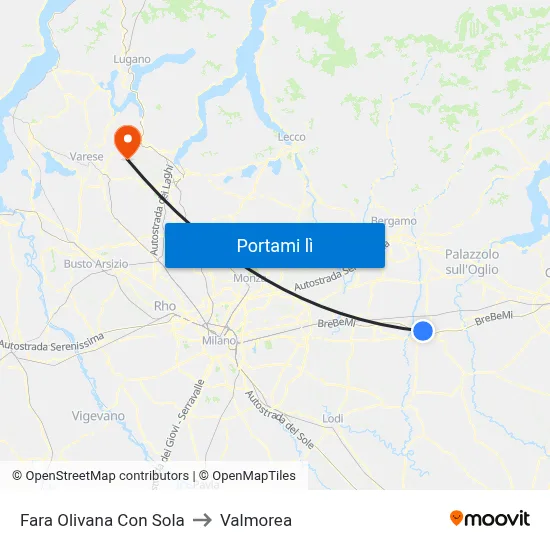 Fara Olivana Con Sola to Valmorea map