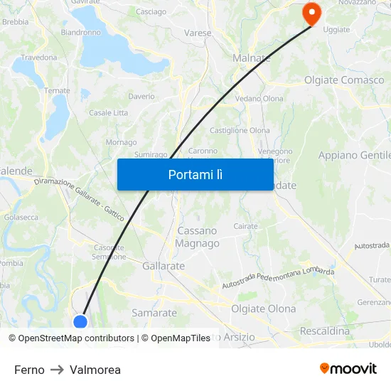 Ferno to Valmorea map