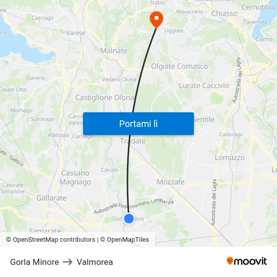 Gorla Minore to Valmorea map