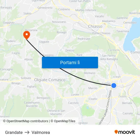 Grandate to Valmorea map