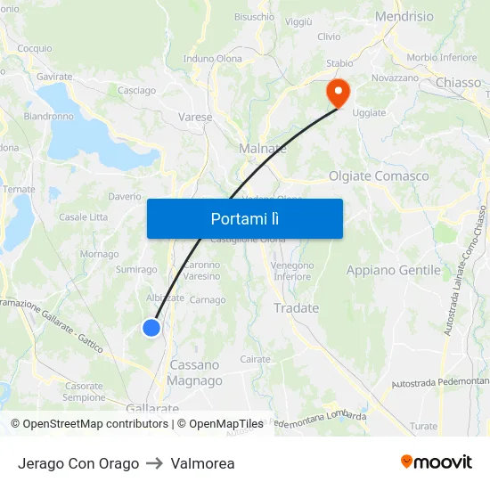 Jerago Con Orago to Valmorea map