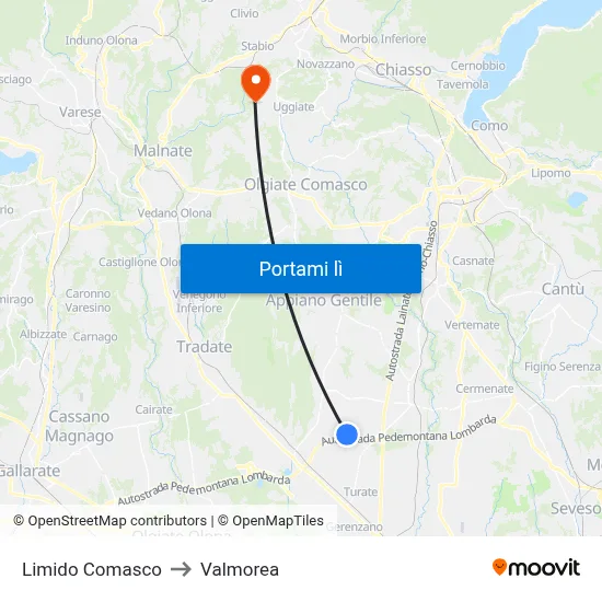 Limido Comasco to Valmorea map