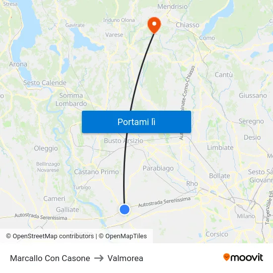 Marcallo Con Casone to Valmorea map