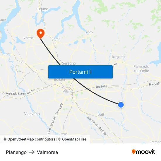 Pianengo to Valmorea map