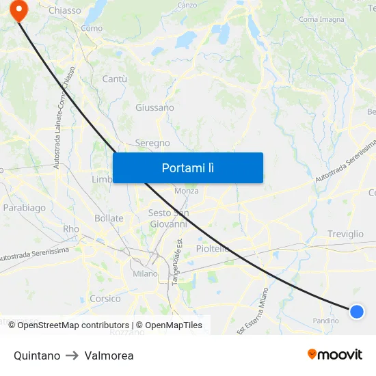 Quintano to Valmorea map