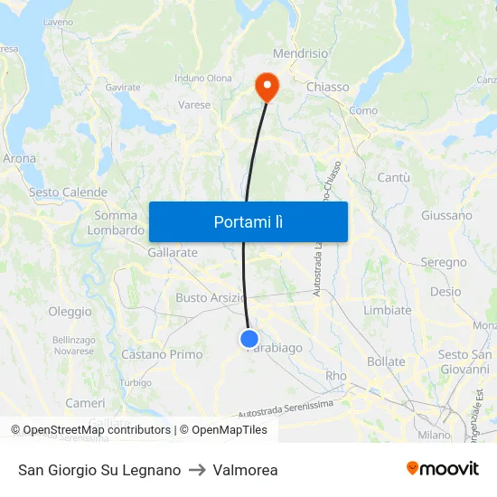 San Giorgio Su Legnano to Valmorea map