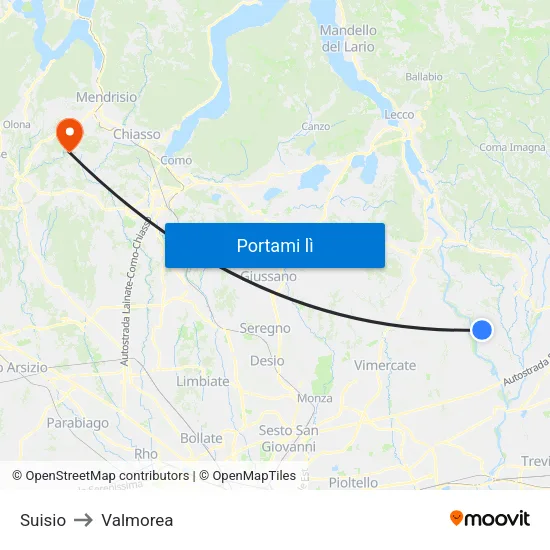 Suisio to Valmorea map