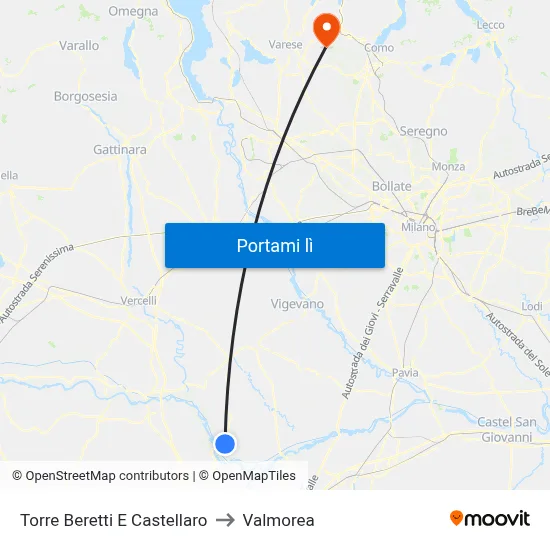 Torre Beretti E Castellaro to Valmorea map
