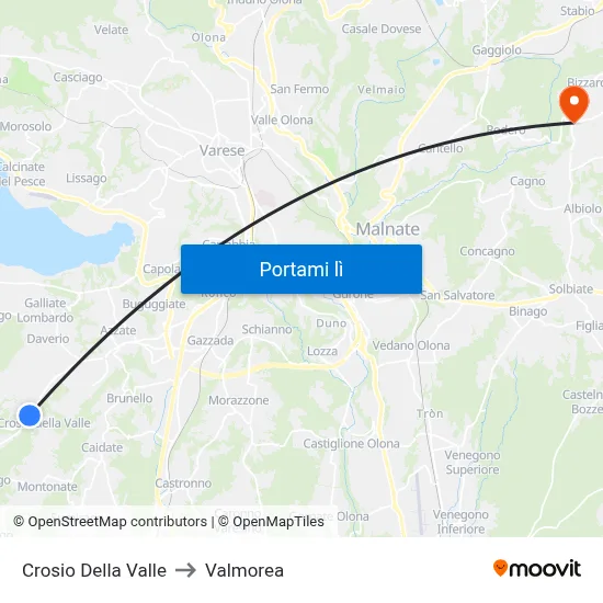 Crosio Della Valle to Valmorea map